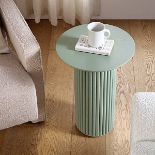 Maru Oak Round Side Table, Sage Green. - ER20. RRP £149.99. Crafted from solid and and oak veneer
