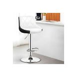Contemporary Metal Barstool Low Back Faux Leather Footrest Furniture for Bar - 1 Piece White-Black