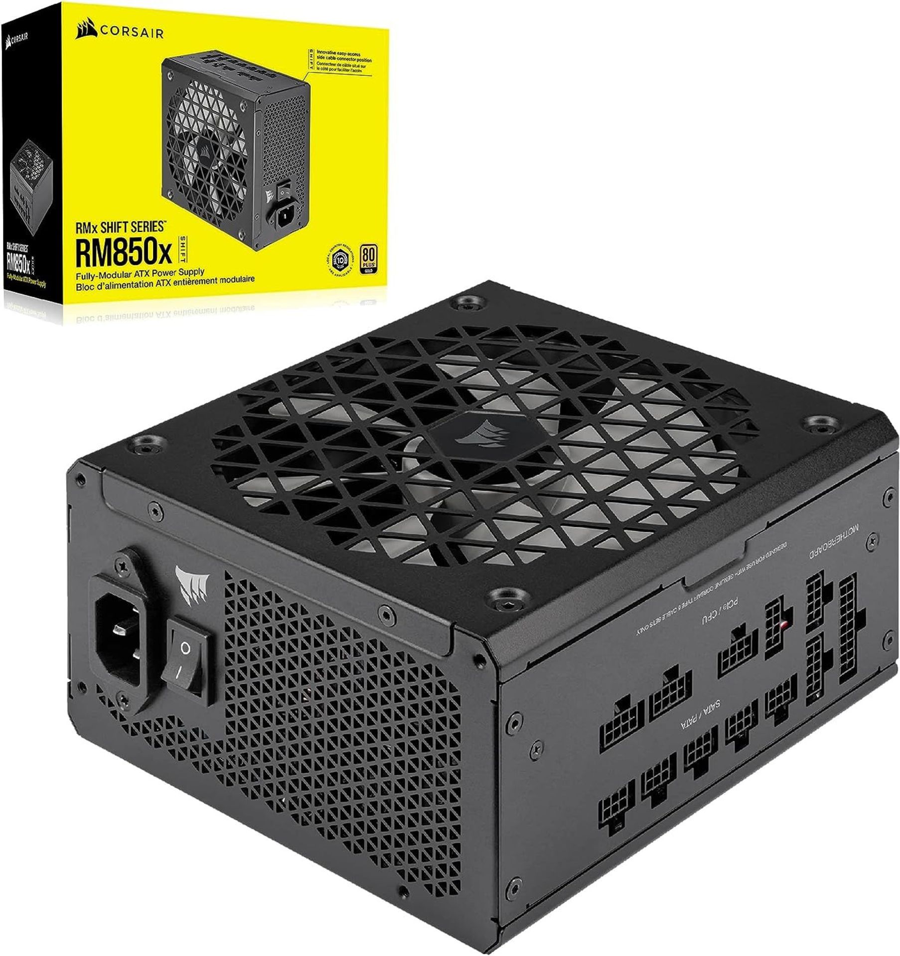 Corsair RM850x SHIFT Fully Modular ATX Power Supply - 80 PLUS Gold - ATX 3.0 - PCIe 5.0 - Zero RPM -