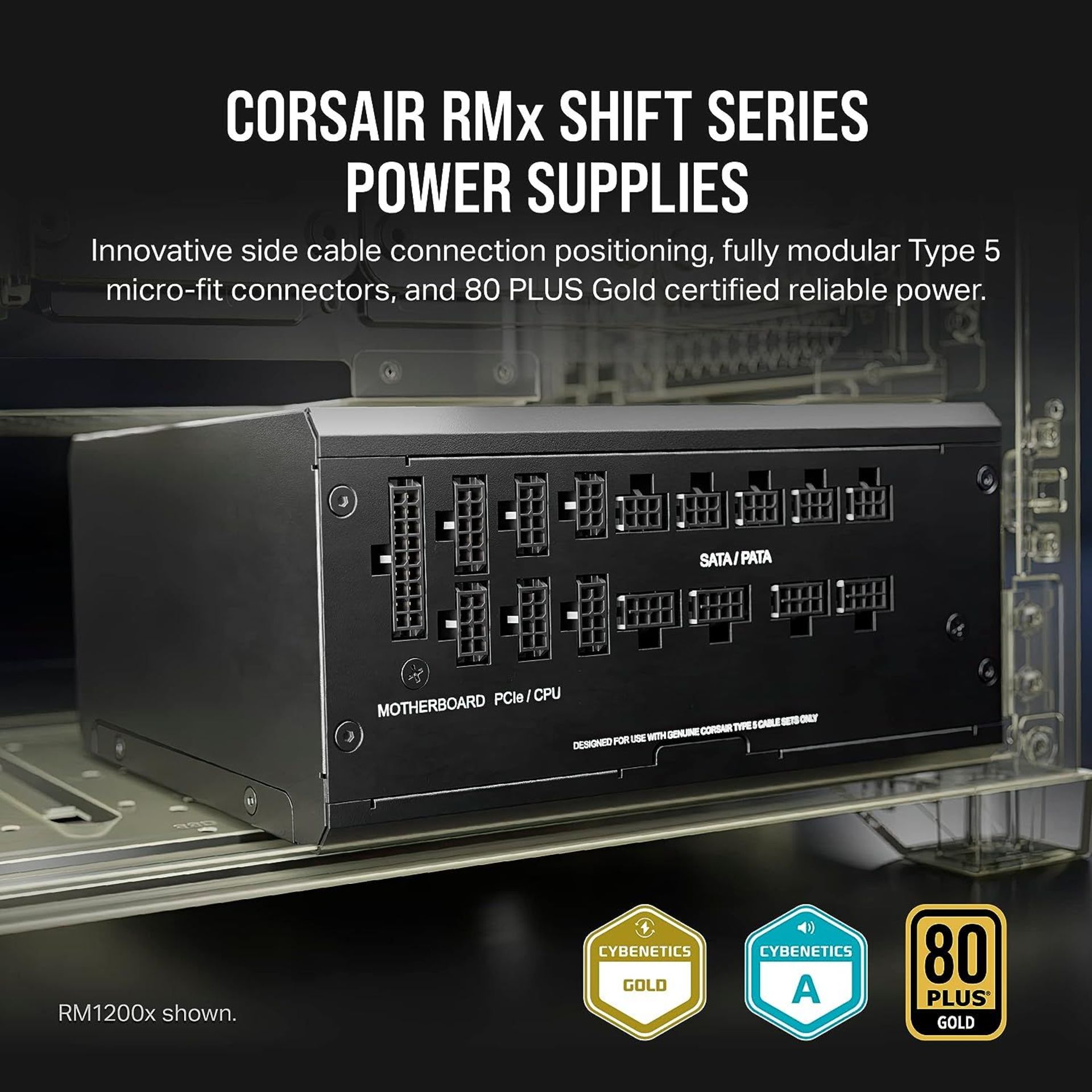 Corsair RM850x SHIFT Fully Modular ATX Power Supply - 80 PLUS Gold - ATX 3.0 - PCIe 5.0 - Zero RPM - - Image 2 of 2