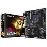 Gigabyte GA-A320M-HD2. - P1. RRP £199.00. Supports AMD 5000 Series/ 5000 G-Series/ 4000 G-Series/