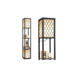 Double Floor Lamp with 2 Tier Storage Shelves and Foot Switch (ER44)