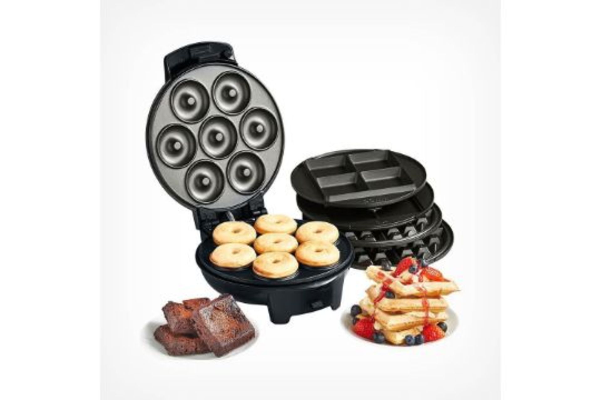 Doughnut, Brownie Waffle Maker - ER7. 3 in 1 Waffle, Brownie and Doughnut makerIndulge in