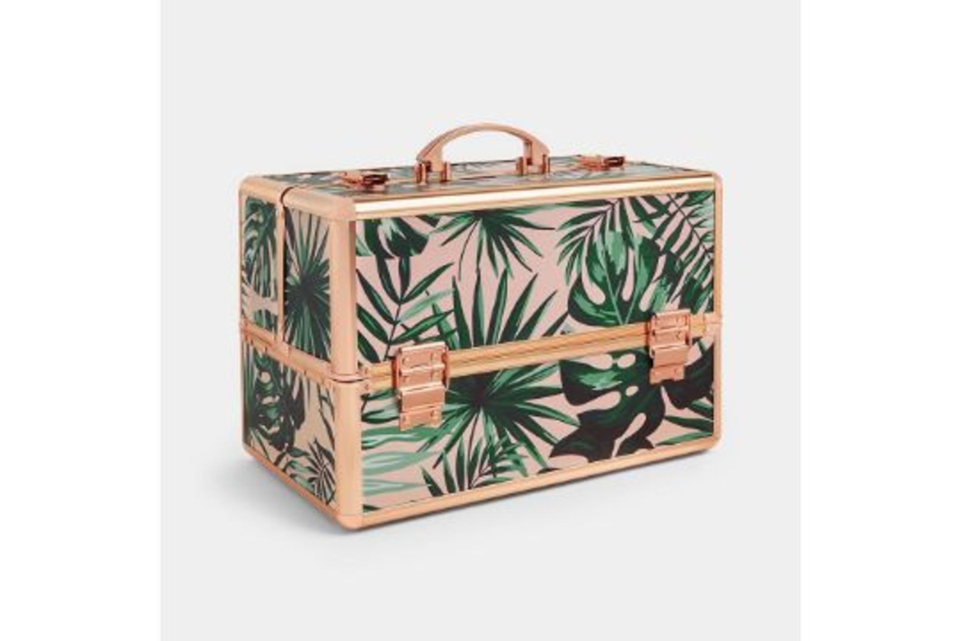 ER51 -Large Tropical Beauty Case. With sections that fold out, as well as handy dividers to create