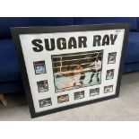 SIGNED AND FRAMED SUGAR RAY LEONARD FIGHT PICTURES