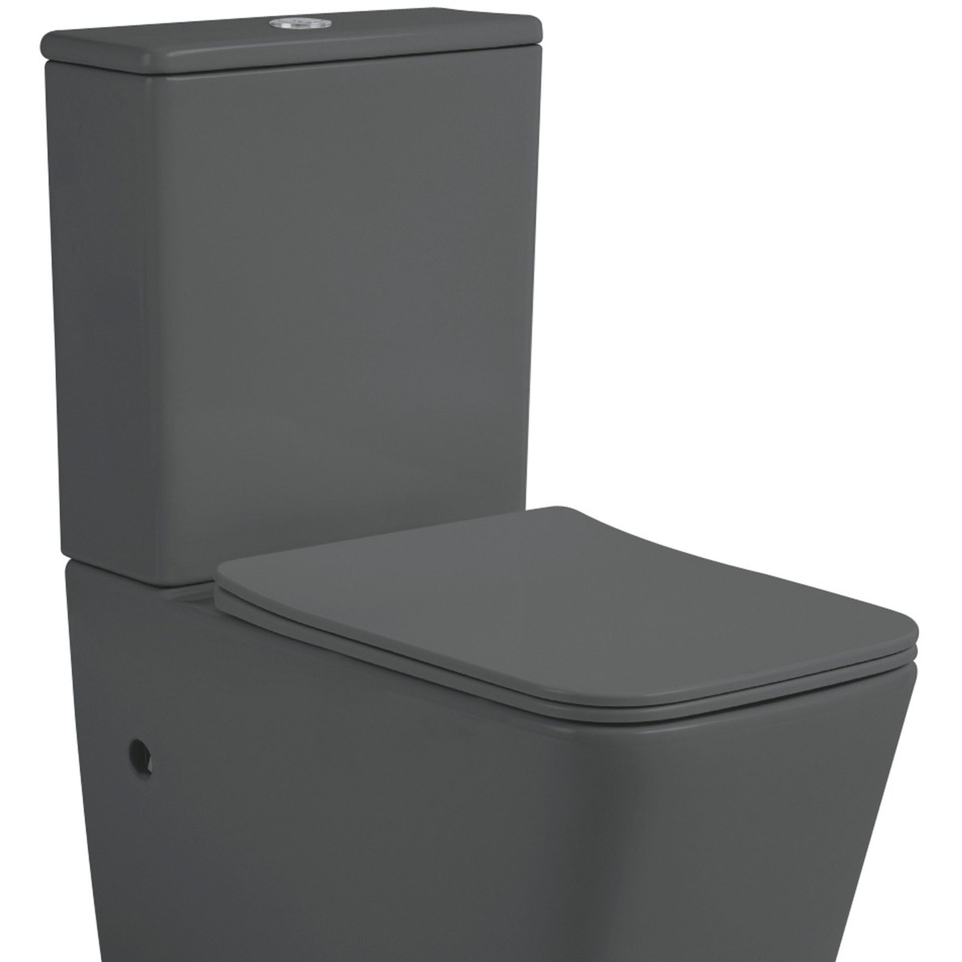 NEW & BOXED KARCENT Floor Standing Two Piece Washdown Toilet Bowl & Cistern - MATT GREY. This