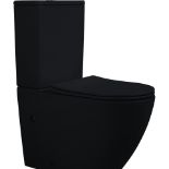 NEW & BOXED KARCENT Rimless Washdown Two Piece Toilet. MATT BLACK. This Rimless 2-piece toilet has a