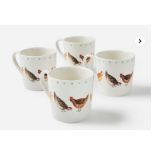 Country Farm Set of 4 Mugs. - ER22. This set of 4 mugs with heart details offer that perfect country