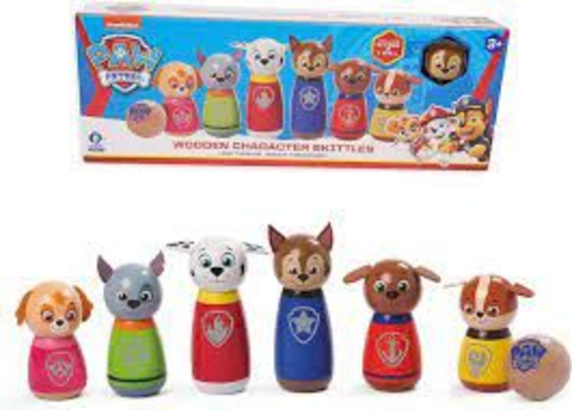 Paw Patrol Wooden Character Skittles – Bright & Colourful Indoor/Outdoor Character Bowling Game –
