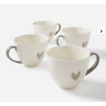 Cosy Heart Cappuccino Mug Set of Four. - ER22. A simple but stylish design for the kitchen, this