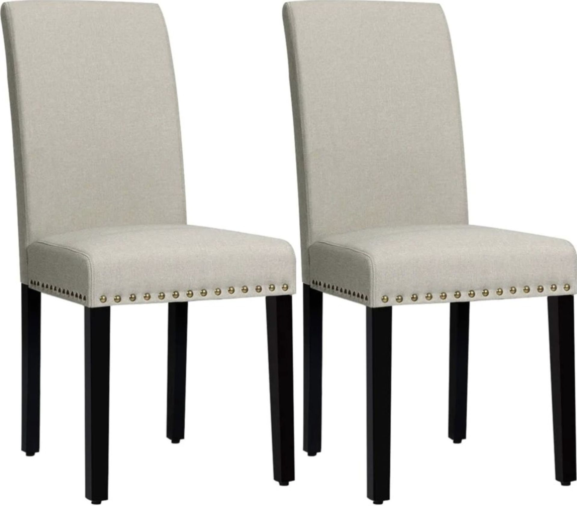 Set Of 2 Upholstered Dining Chairs With Rubber Wood Legs-Beige RRP £83.98 (LOCATION - H/S 5.1.2)
