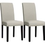 Set Of 2 Upholstered Dining Chairs With Rubber Wood Legs-Beige RRP £83.98 (LOCATION - H/S 5.1.2)