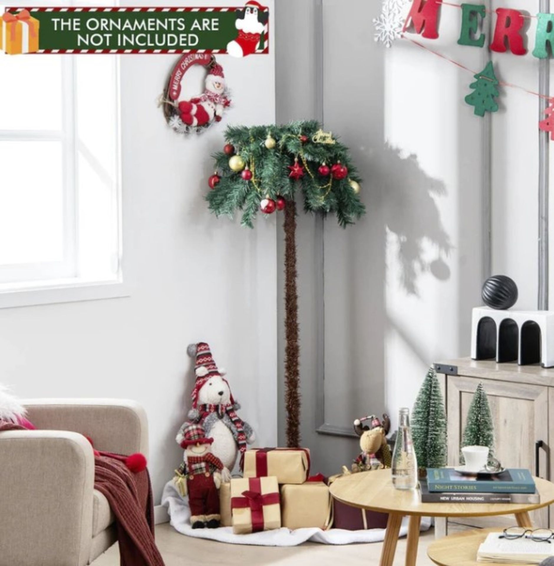 Pre-Lit Slim Christmas Tree, Hinged Pencil Xmas Tree With Warm Led Lights, Foldable Metal Stand &