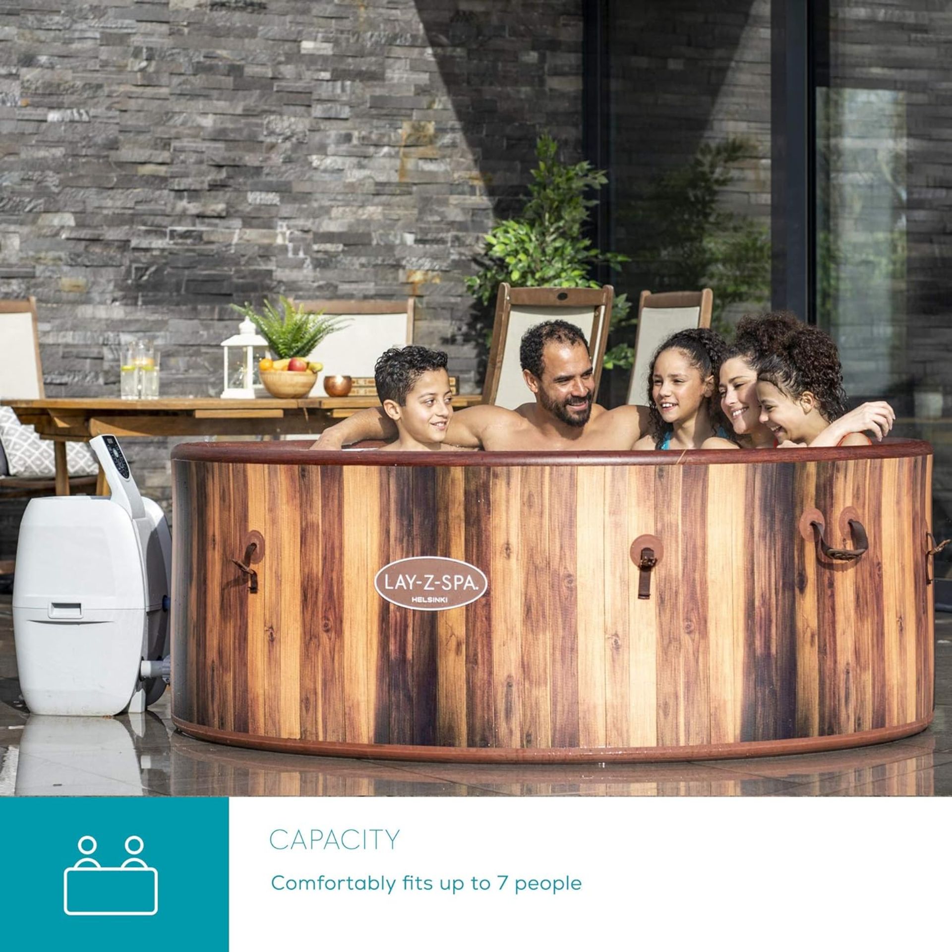 NEW & BOXED LAY-Z-SPA Helsinki 7 Person Hot Tub. RRP £919.99. This Nordic inspired spa features - Image 2 of 9
