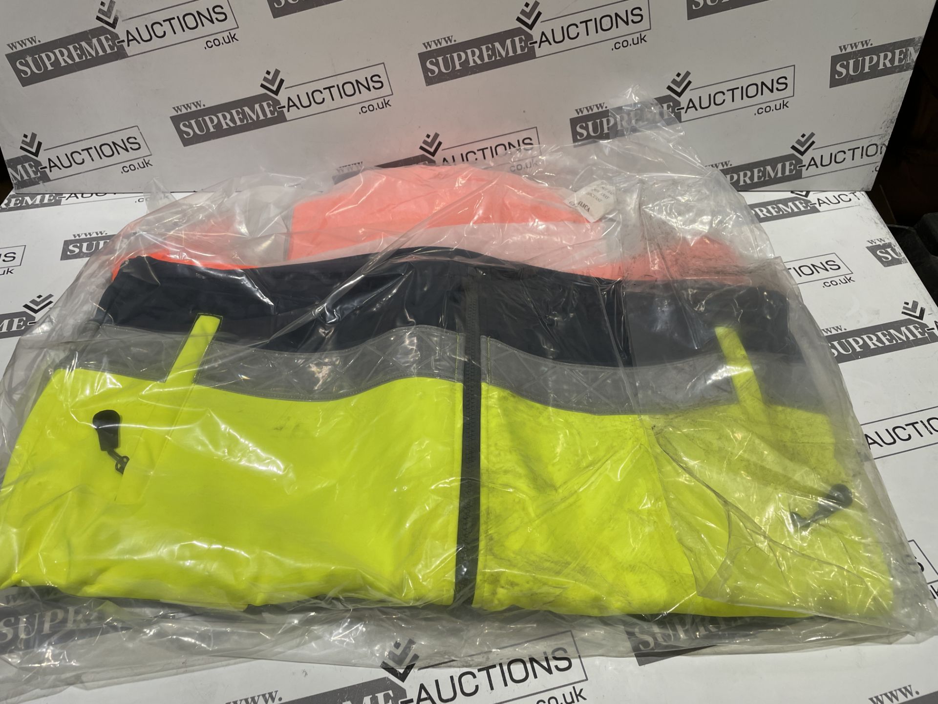 9 X BRAND NEW HI VIS ORANGE YELLOW NAVY JACKETS SIZE LARGE R4-2