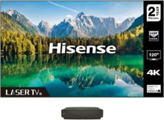 NEW & BOXED HISENSE 120L5FTUK 120 Inch Ultra Short Throw 4K Laser Cinema Projector & Screen Set. RRP