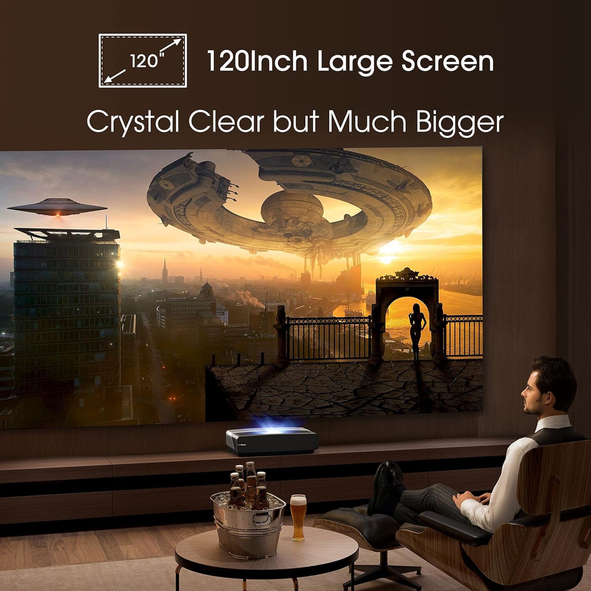 NEW & BOXED HISENSE 120L5FTUK 120 Inch Ultra Short Throw 4K Laser Cinema Projector & Screen Set. RRP - Image 2 of 8
