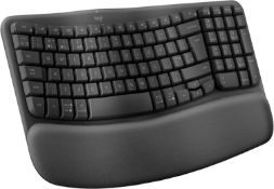 2x BRAND NEW LOGITECH Wave Keys Wireless Ergonomic Keyboard – GRAPHITE. RRP £69.99 EACH. Feel the