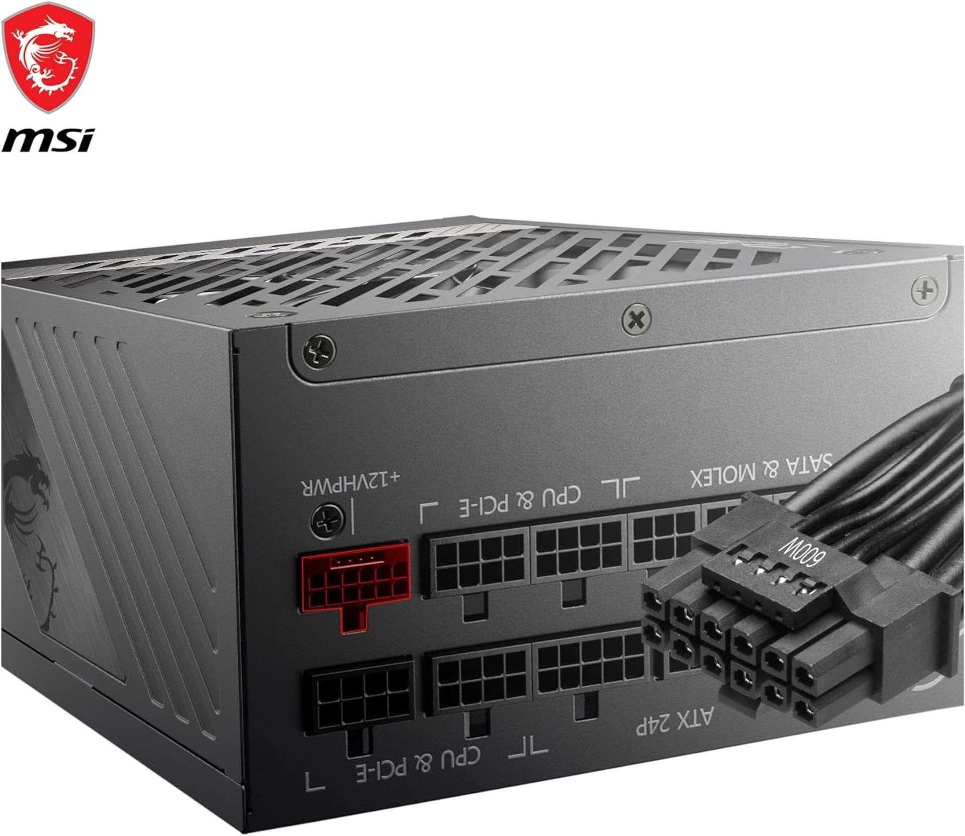 NEW & BOXED MSI MPG A1000G PCIE5 80 Plus Gold Fully Modular Power Supply. RRP £149.97. 1000W, 80 - Bild 5 aus 7