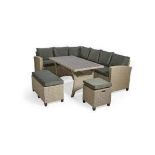 7 Seater Rattan Garden Dining Set. - ER49. (3D/11) Finished with a deluxe colourway to fit with