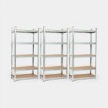 BRAND NEW (2500645) GARAGE SHELVING UNIT PACK OF 3. 1.8M HEAVY DUTY SHELVING UNITS, 5 TIER RRP £