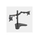 Dual Arm Desk Mount with Stand. - ER43. (8/11) Holds two 17-32” television or monitor screens up