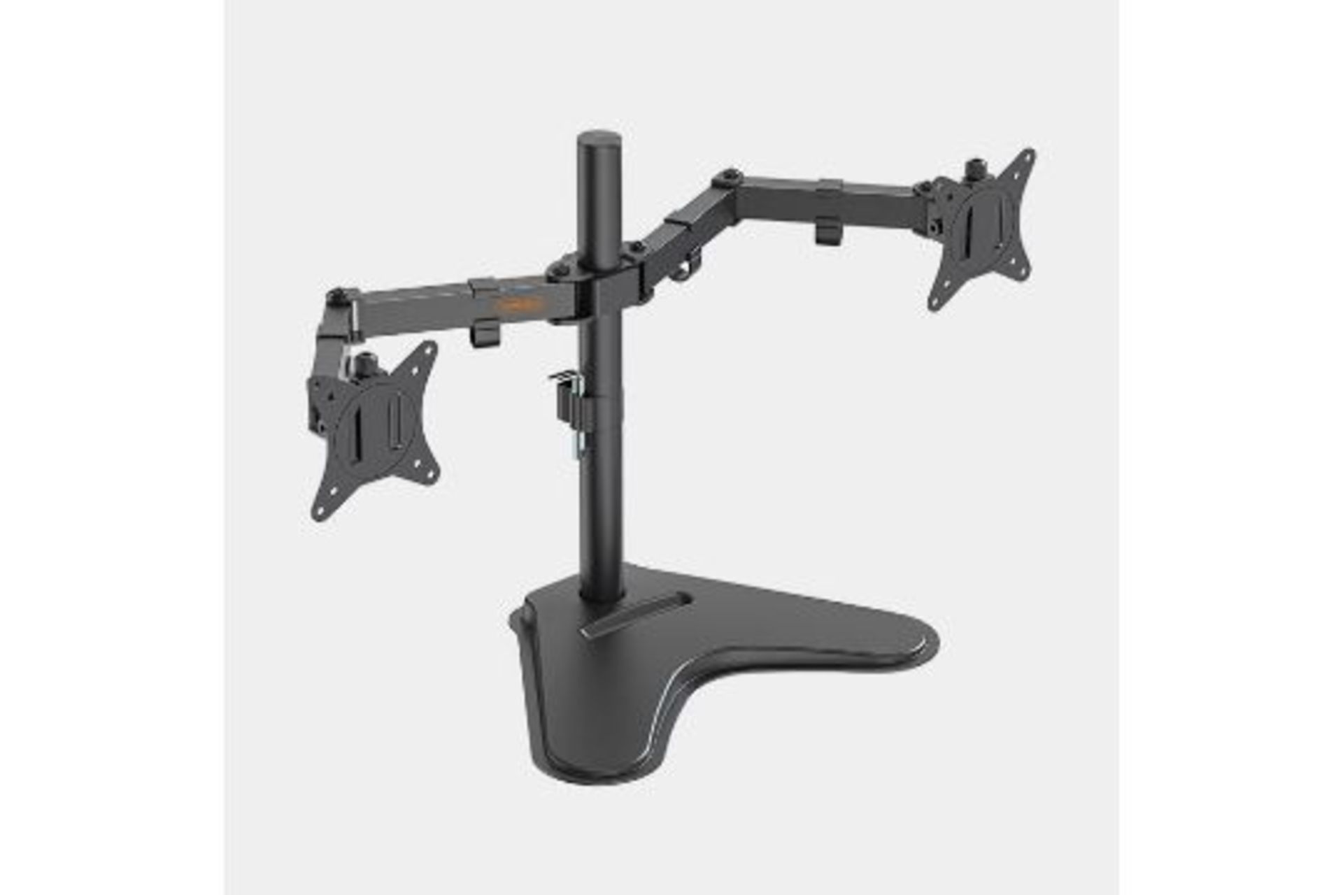 Dual Arm Desk Mount with Stand. - ER43. (8/11) Holds two 17-32” television or monitor screens up