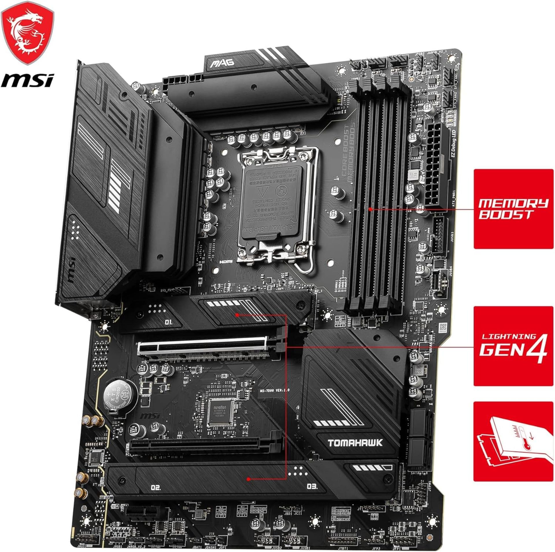 MSI MAG B760 TOMAHAWK WIFI DDR4 Motherboard. RRP £185. 12TH & 13TH GEN CORE, HIGH PERFORMANCE - - Image 3 of 7