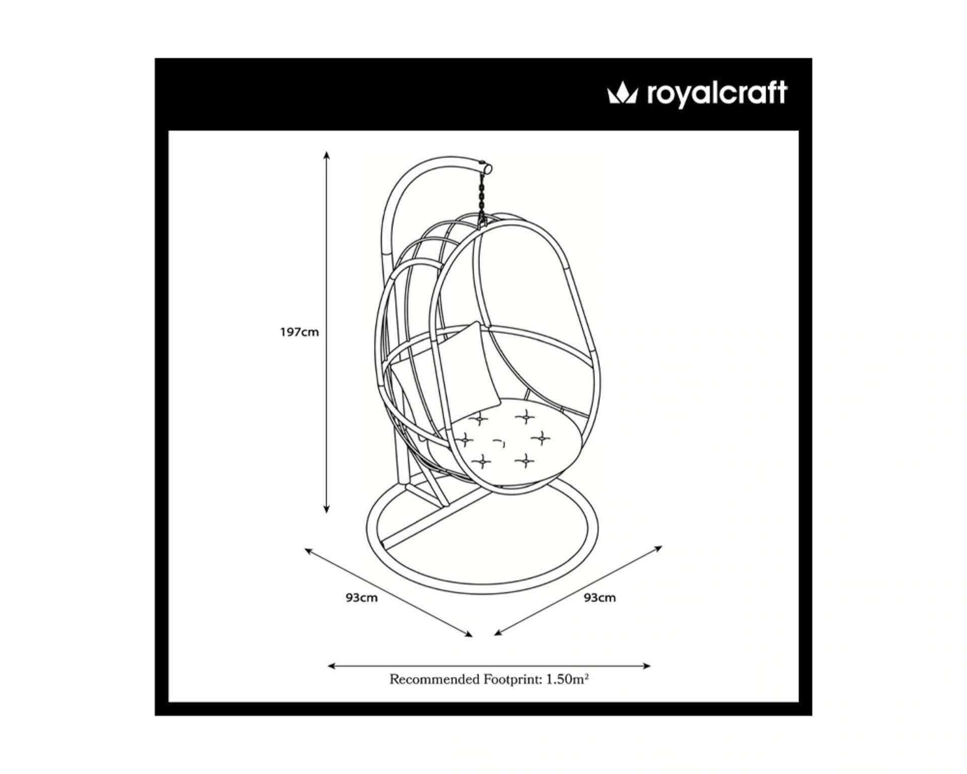 New & Packaged ROYALCRAFT Wentworth Hanging Pod Chair Including Back and Seat Cushions. RRP £699. ( - Bild 3 aus 3