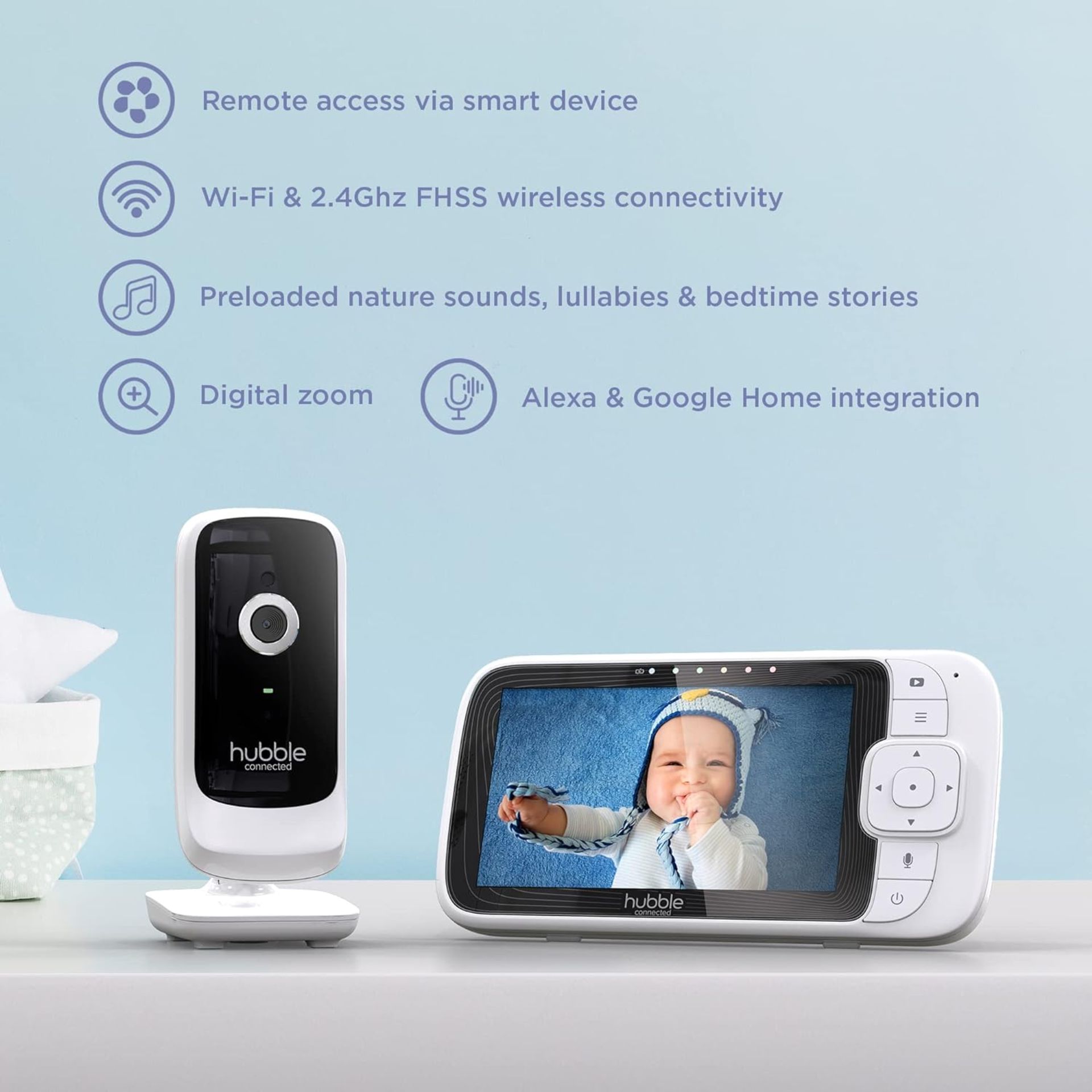 HUBBLE Nursery Pal Link Premium Baby Monitor. RRP £149. HubbleClub App Connected, with Room - Bild 6 aus 7