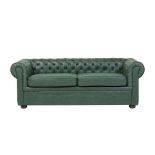 Chesterfield 3 Seater Sofa Faux Leather Green 3/12. - ER24. RRP £869.99. Characterized by a sleek
