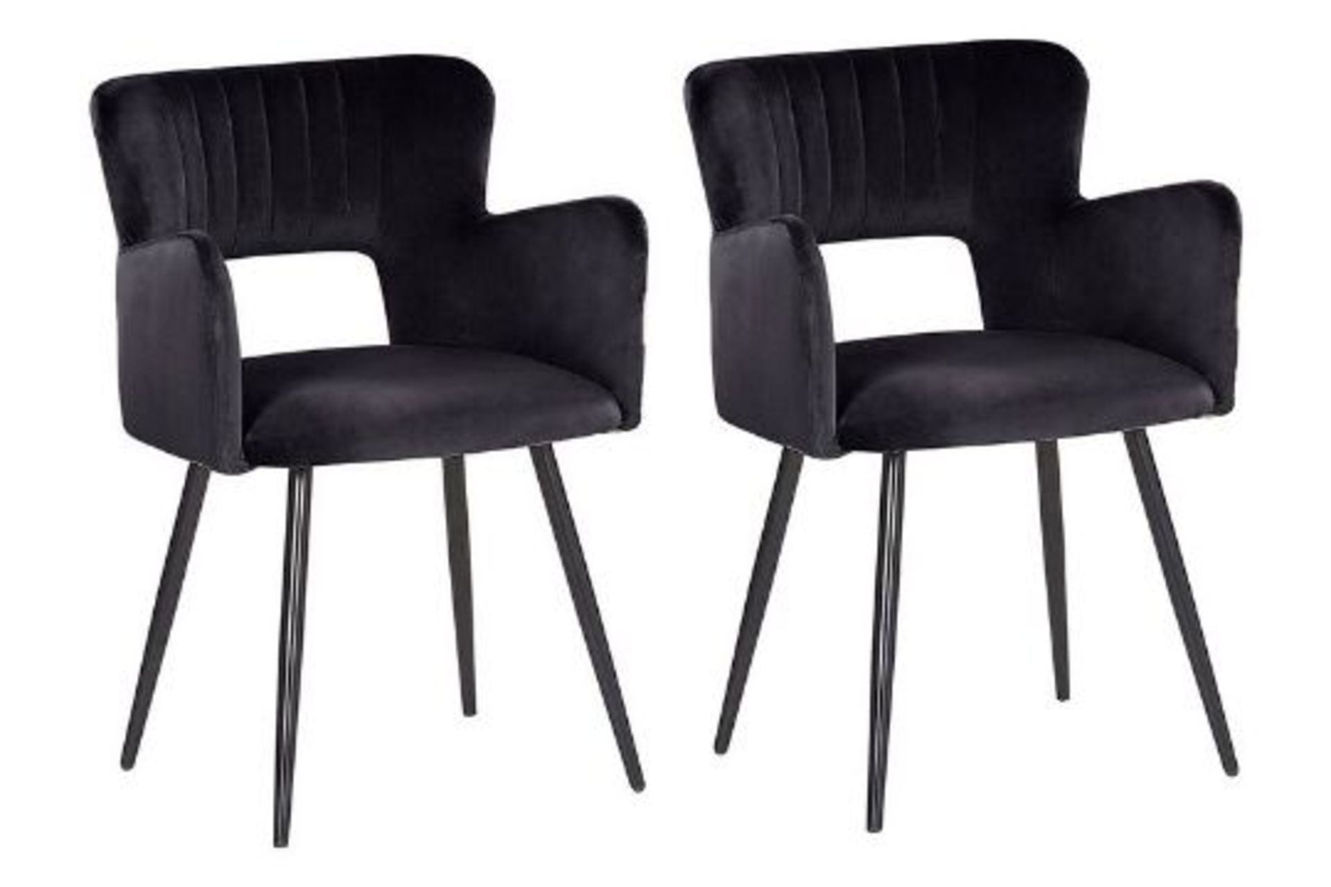 Sanilac Set of 2 Velvet Dining Chairs Black6/12. - ER24. RRP £259.99. These chairs are all about