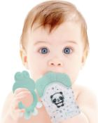50 X BRAND ENW LINAME LUXURY TEETHING KITS WITH GREEN TEETHING TOY AND TEETHING MITTEN R11-9
