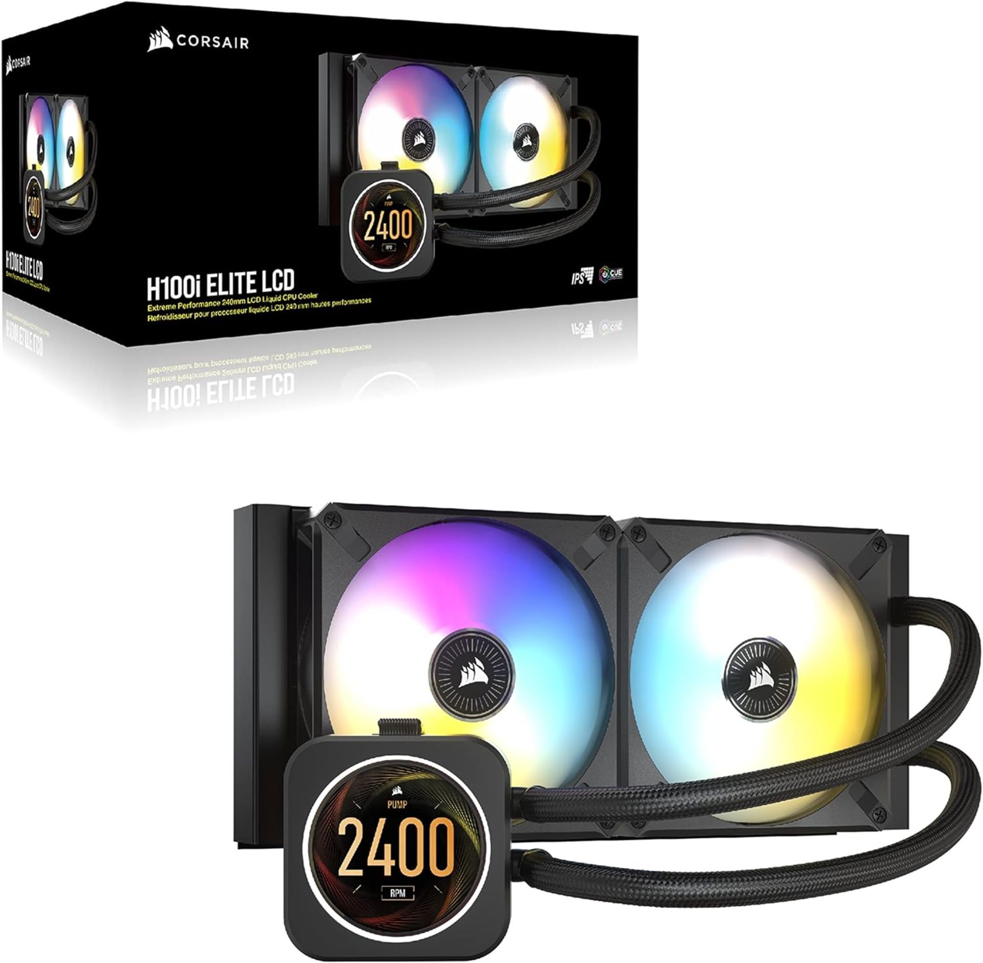 BRAND NEW FACTORY SEALED CORSAIR H100i Elite LCD 240mm Intel/AMD CPU Liquid Cooler. RRP £154.99. - Image 8 of 8