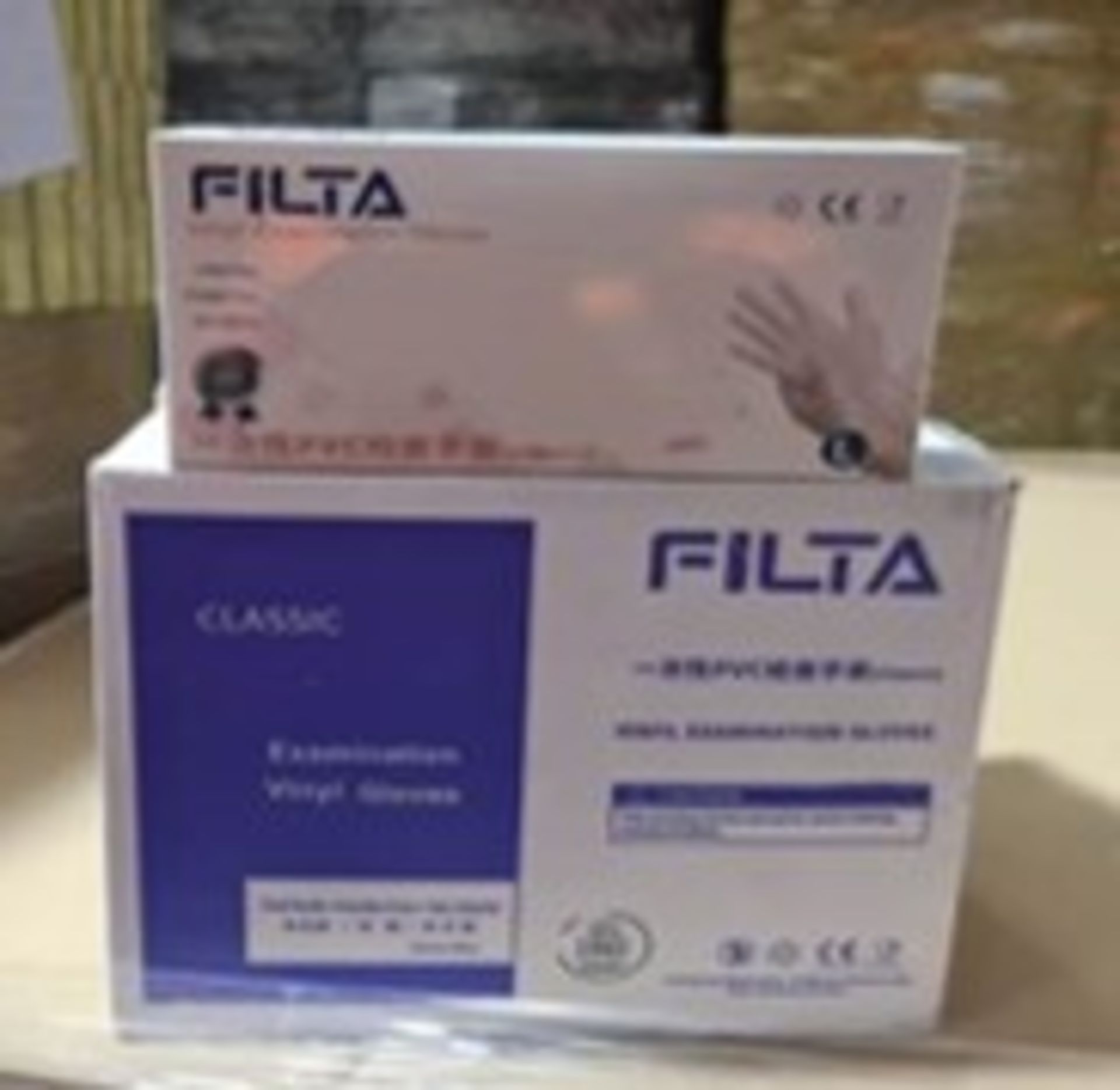 650 X BRAND NEW PACKS OF 100 FILTA LARGE VINYL CLEAR GLOVES (powder free) EXP MARCH 2025