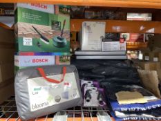 23 PIECE MIXED LOT INCLUDING BOSCH HOME AND CAR KITS, FURNITURE COVER, LIGHTING, WORKWEAR ETC R15-9