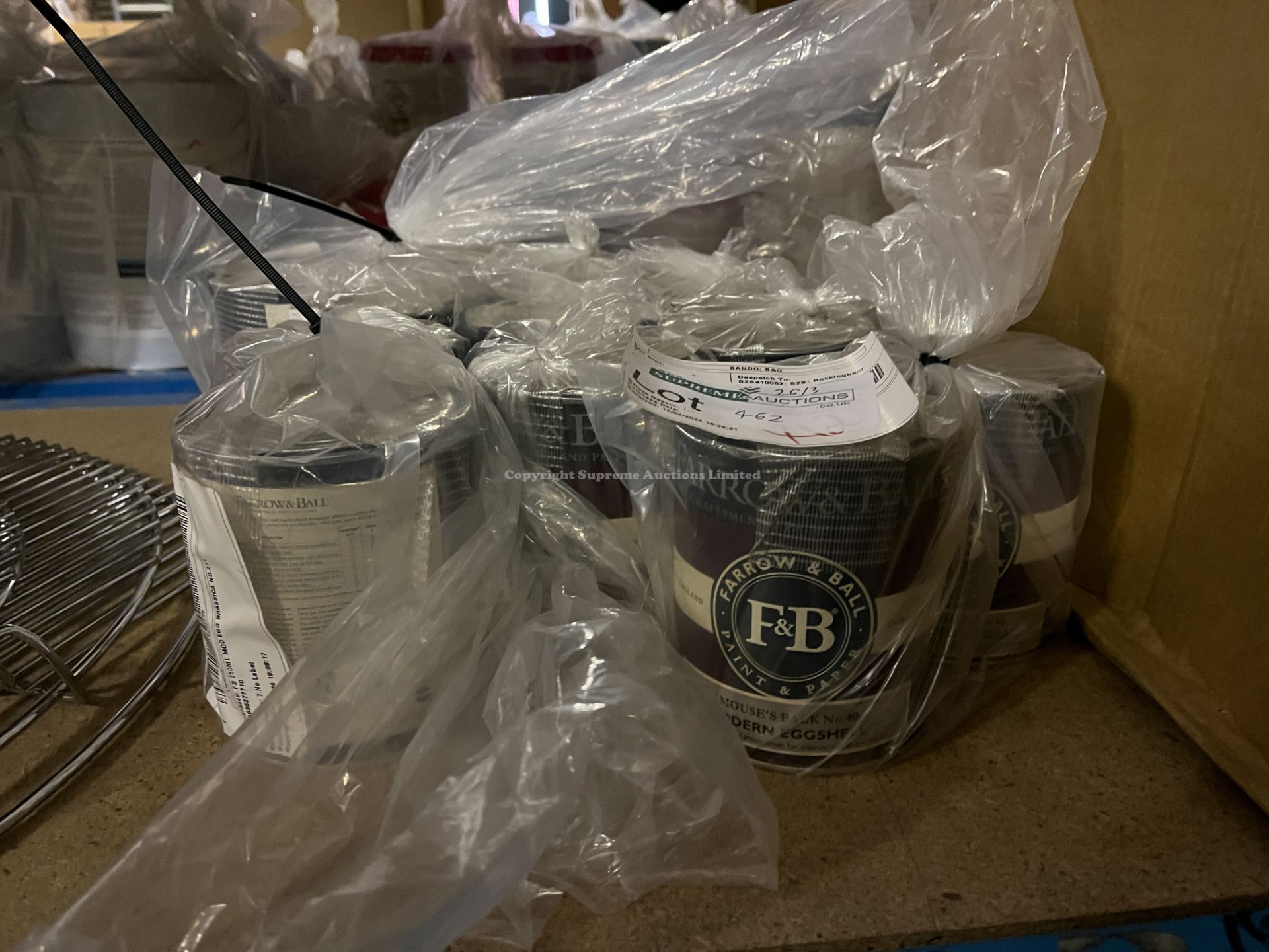 12x BRAND NEW FARROW & BALL NO. 40 MODERN EGGSHELL 1 LITRE. (S2-3)