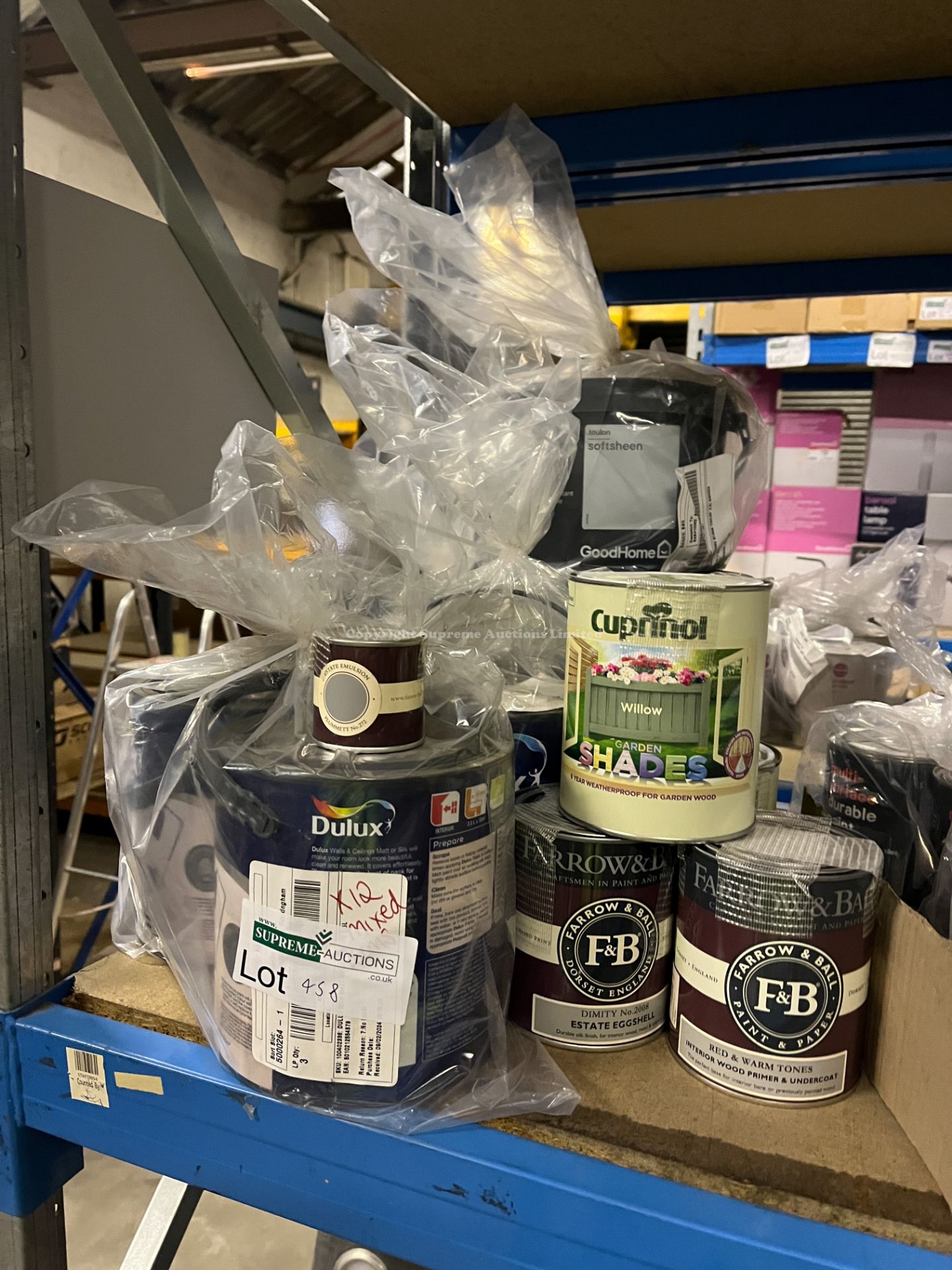 12 PIECE MIXED PAINT LOT TO INCLUDE DULUX, FARROW & BALL ETC. (S2-3)