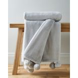 10 X BRAND NEW LUXURY SILVER POM POM FLEECE BLANKETS R16-1