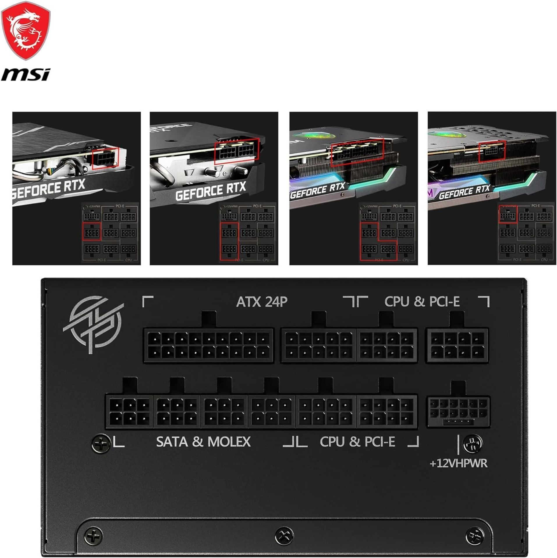NEW & BOXED MSI MPG A1000G PCIE5 80 Plus Gold Fully Modular Power Supply. RRP £149.97. 1000W, 80 - Bild 3 aus 7