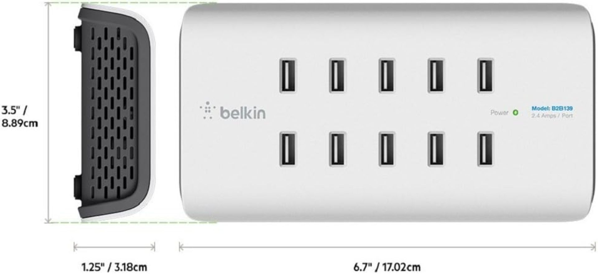 BRAND NEW FACTORY SEALED BELKIN Rockstar 10-Port USB-A Charger. RRP £117.11. 10 Devices Charging - Image 5 of 5
