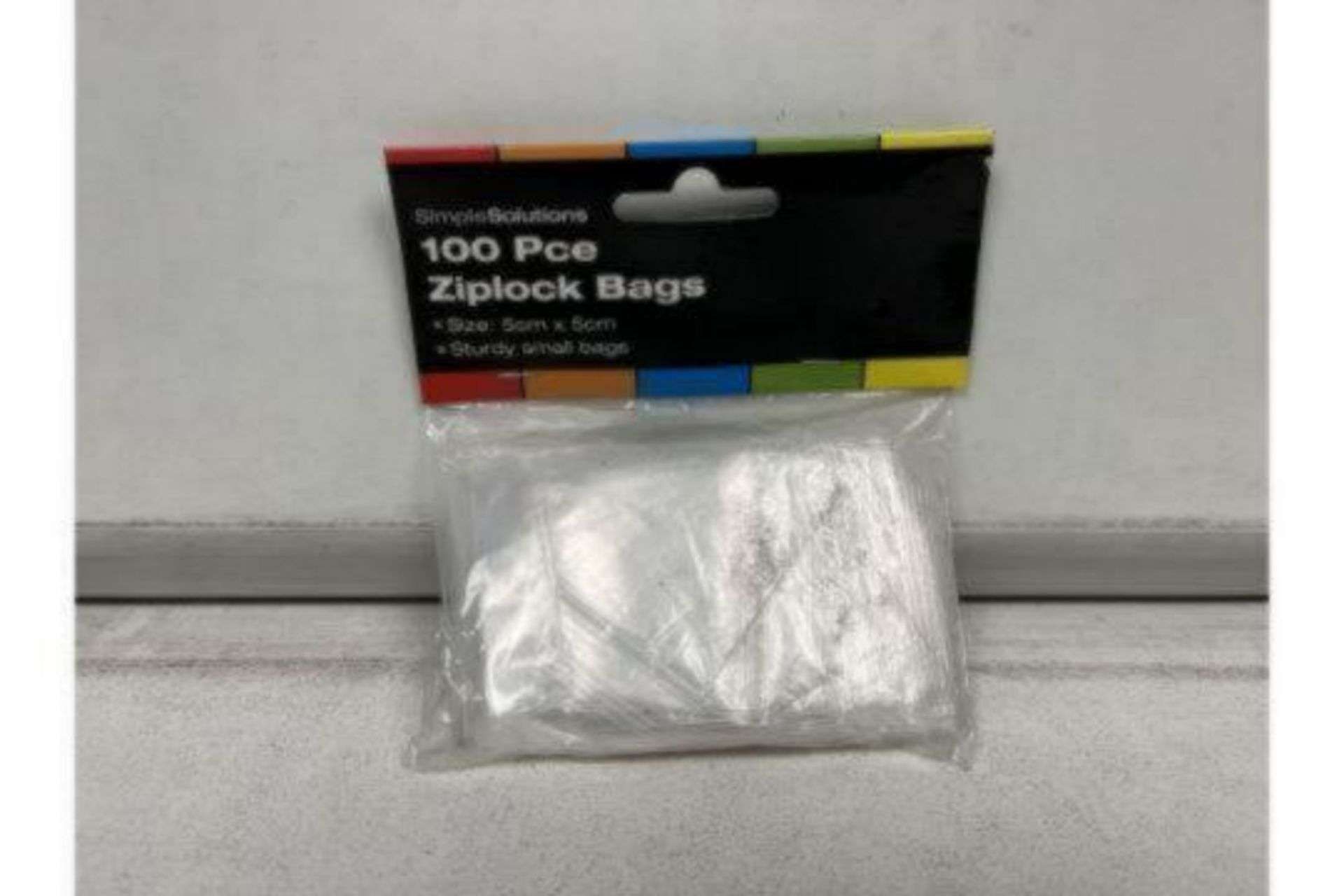 120 X NEW PACKAGED SIMPLE SOLUTIONS PACKS OF 100 ZIPLOCK BAGS. SIZE 5X5CM. STURDY DESIGN. (