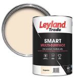 9 X BRAND NEW LEYLAND TRADE SMART MULTISURFACE MAGNOLIA PAINT TINS 5L R13-9