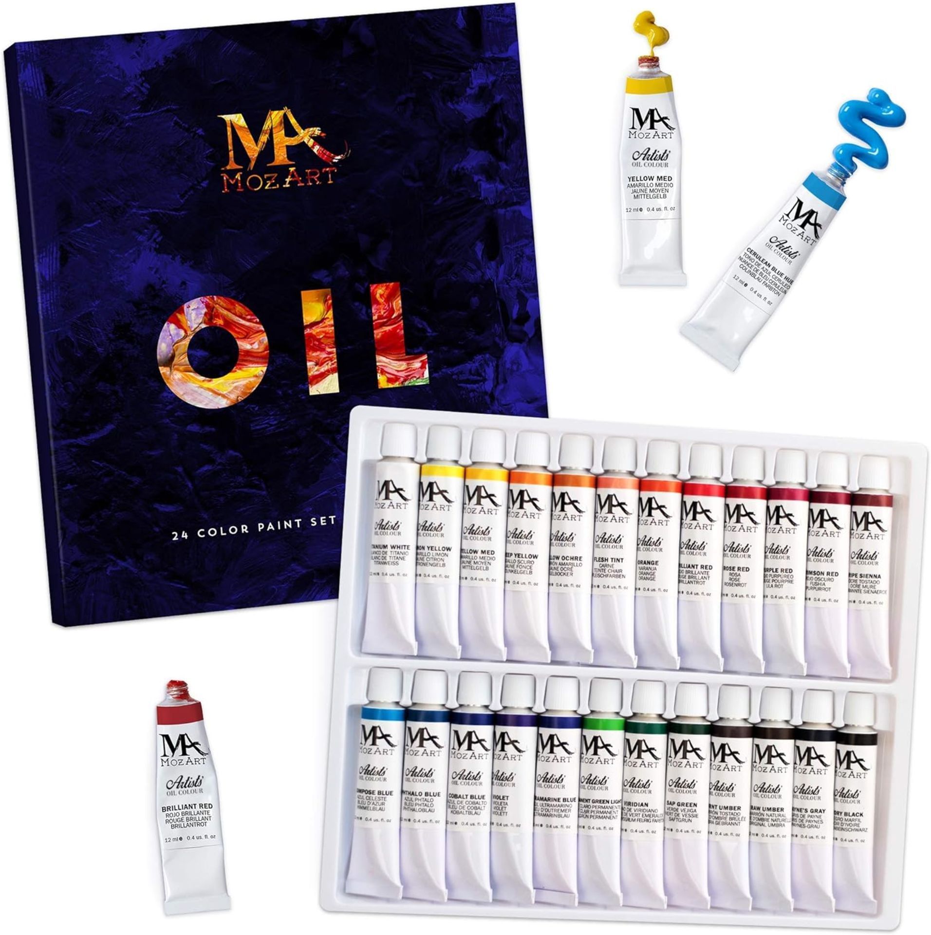 20 X BRAND NEW MOZART 24 COLOUR OILE PAINT SET FOR ARTISTS R15-5