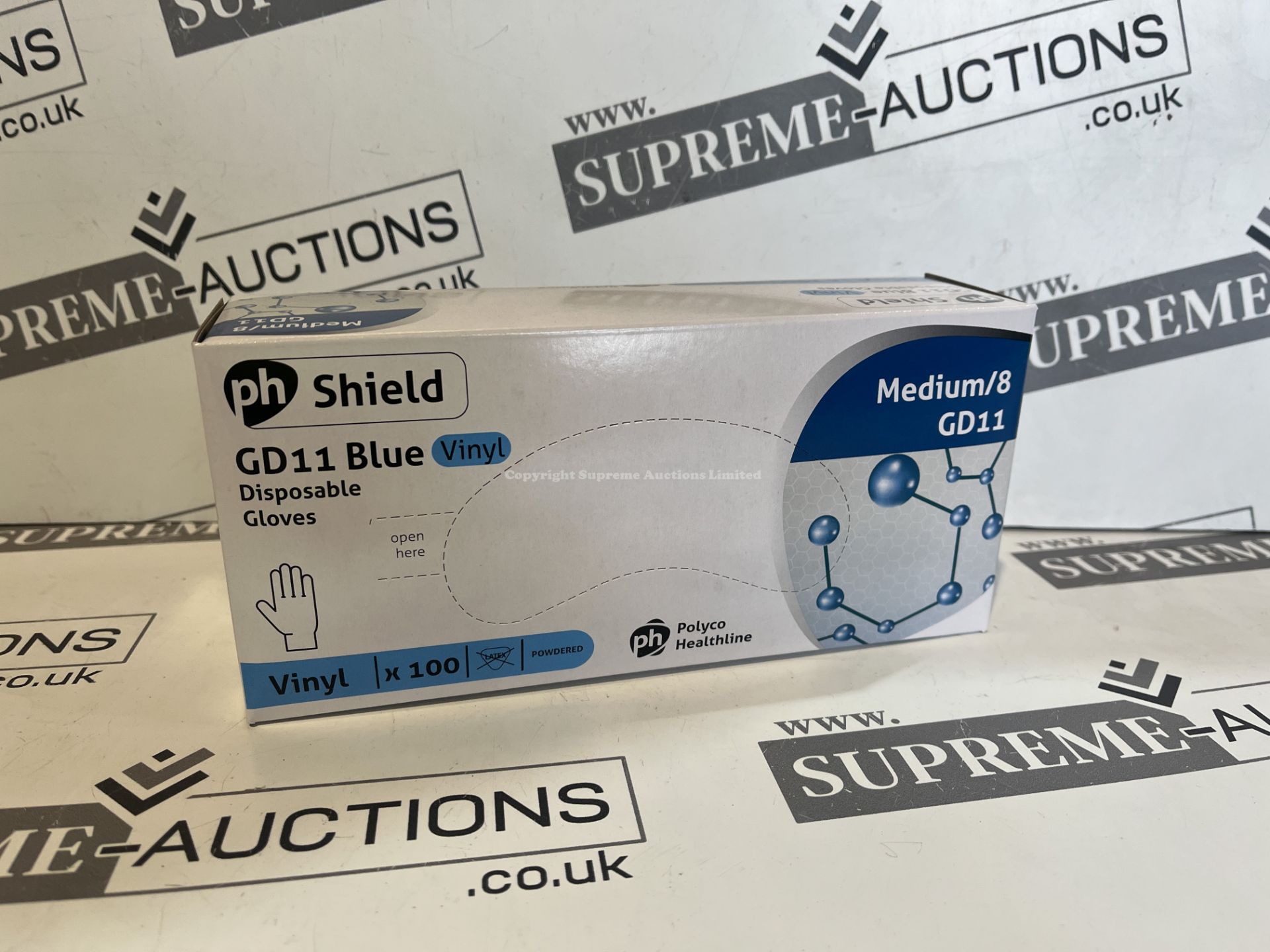 50 X BRAND NEW PACKS OF 100 PH SHIELD BLUE VINYL DISPOSABLE GLOVES POWDERED SIZE MEDIUM EXP MARCH