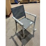 BRAND ENW SET OF 4 GREY METAL AND FABRIC OUTDOOR DINING CHAIRS R11-2