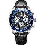 2x NEW & BOXED ROTARY Mens Chronograph Watch Blue Bezel Black Leather Strap GS00092/04. RRP £199