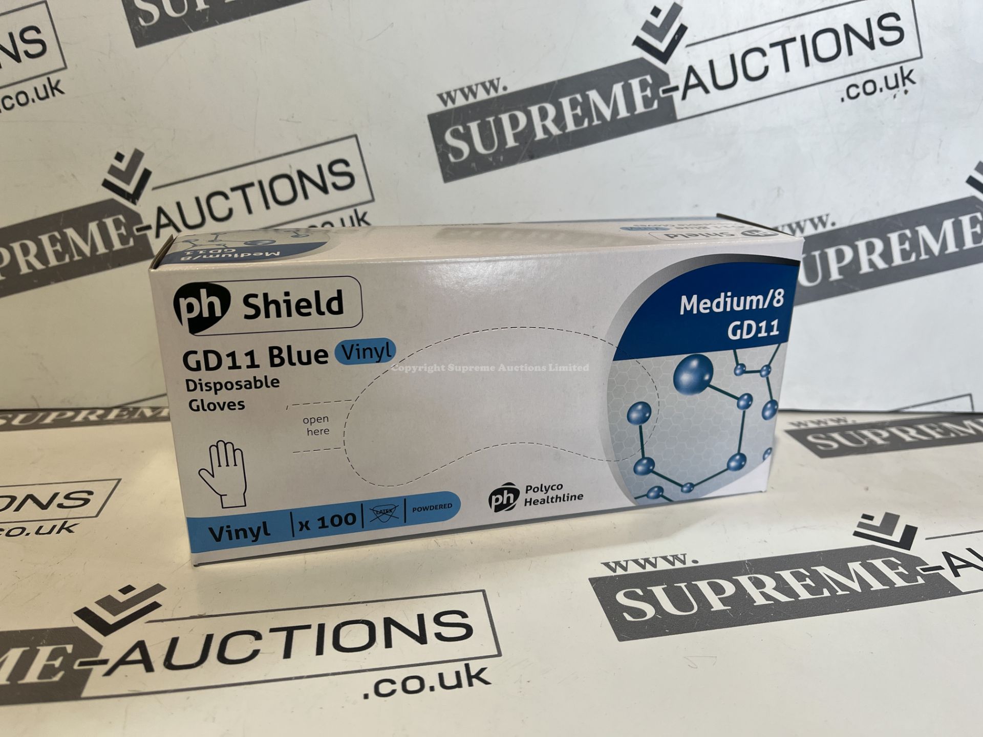 50 X BRAND NEW PACKS OF 100 PH SHIELD BLUE VINYL DISPOSABLE GLOVES POWDERED SIZE MEDIUM EXP MARCH