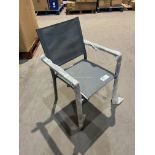 BRAND ENW SET OF 4 GREY METAL AND FABRIC OUTDOOR DINING CHAIRS R11-2