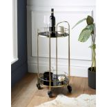 BRAND NEW CARINA CIRCULAR DRINKS TROLLEY RRP £219, Perfect for hosting dinner parties or for a